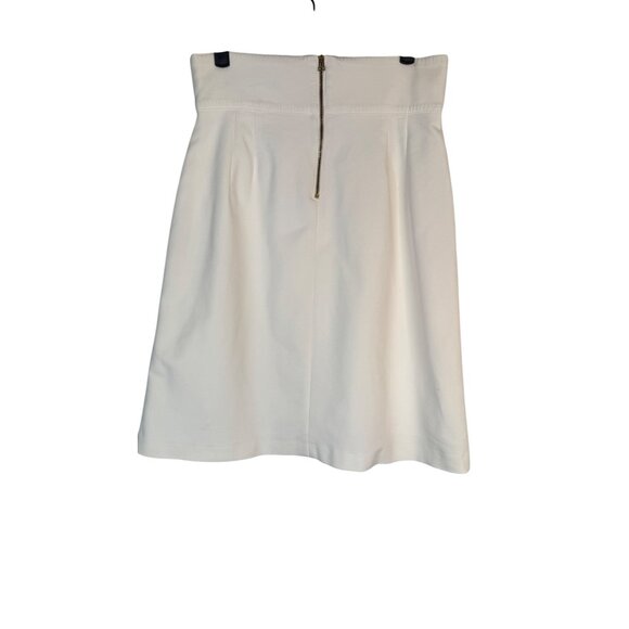Zara Medium Off White A-Line Skirt Double Buckle & Pocket Detail Cotton Blend - Picture 7 of 15